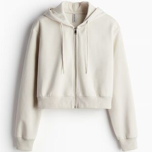 H&M Short Hooded Sweatshirt Jacket - Zip Up - Light Beige - Size S